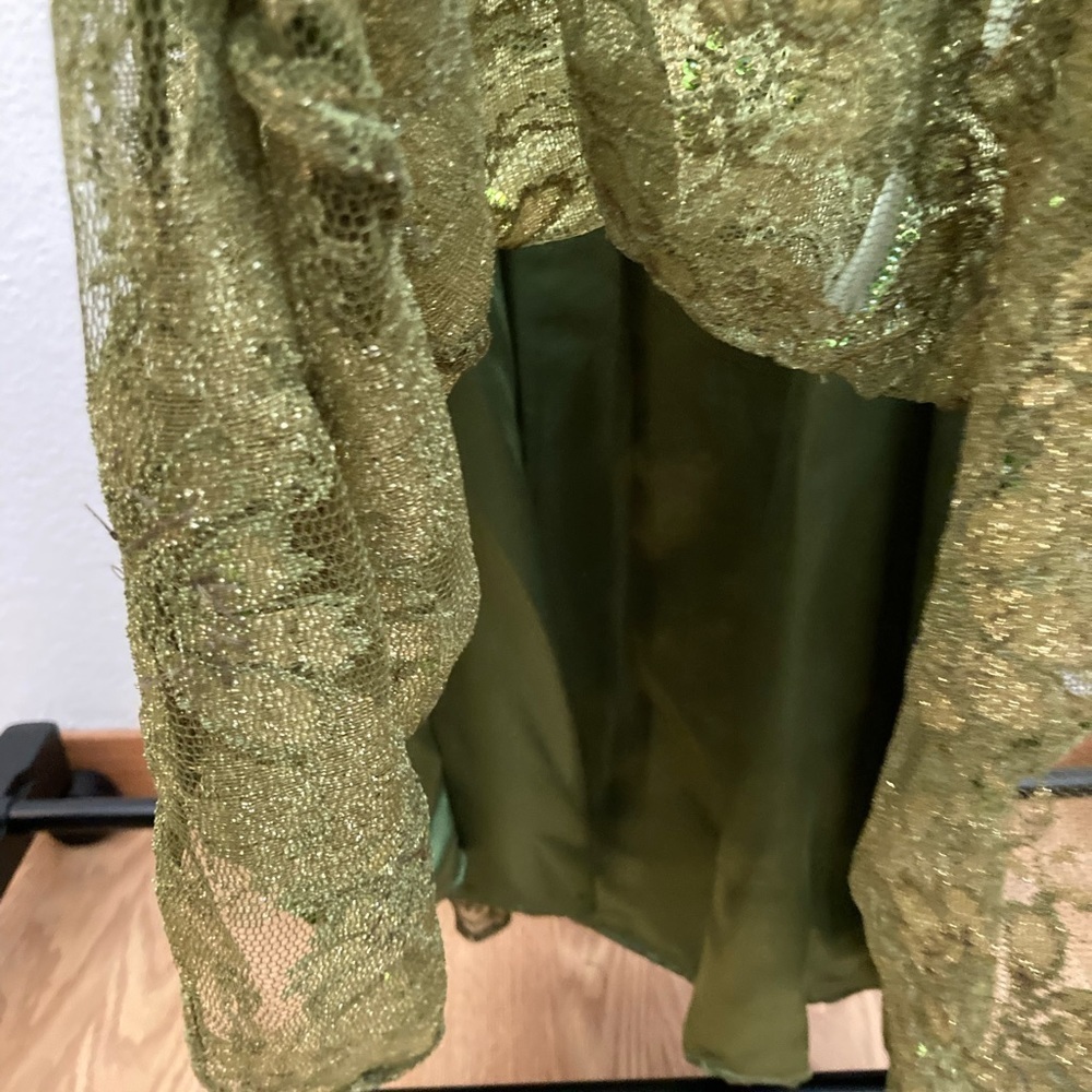 Lace Green Medium Especial Ocassion Gown Size Medium - Picture 5 of 12